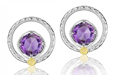 Amethyst And Sterling Silver Studs