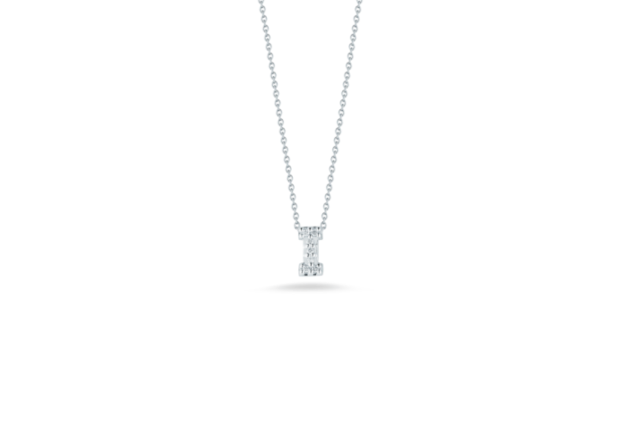 A diamond necklace in the shape of a capital I.
