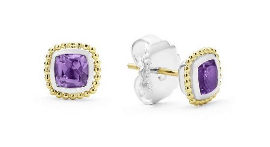 a pair of mixed metal stud earrings from LAGOS featuring amethysts