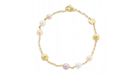 a yellow gold chain bracelet from Marco Bicego set with pearls of different hues