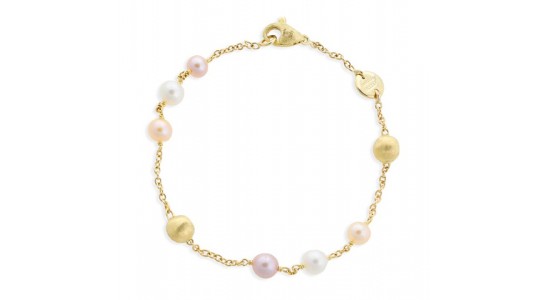 a yellow gold chain bracelet from Marco Bicego set with pearls of different hues
