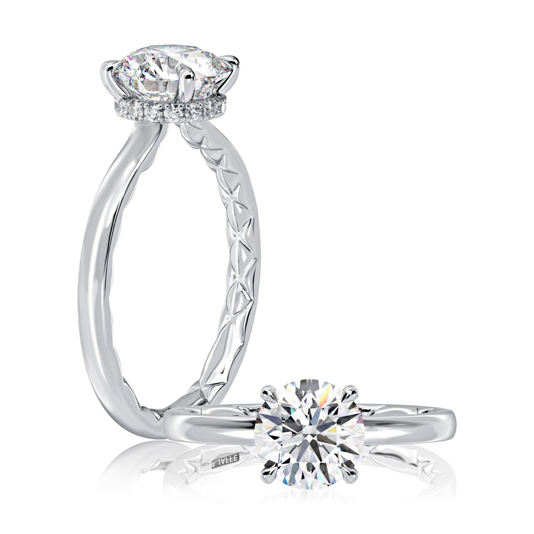 A Jaffe 18 Karat Three-Stone Engagement Ring MES225 | TQ Diamonds