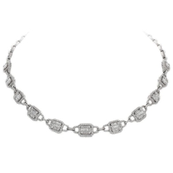 DIAMOND LINK AND CLUSTER CHOKER NECKLACE-6.60CTW