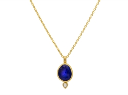 GURHAN GOLD ONE OF A KIND LAPIS AND DIAMOND PENDANT