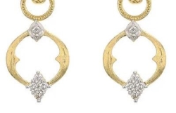 JUDE FRANCES MIXED METAL QUAD BEAD HOOP EARRING