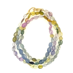 OVAL PASTEL SAPPHIRE BEAD NECKLACE