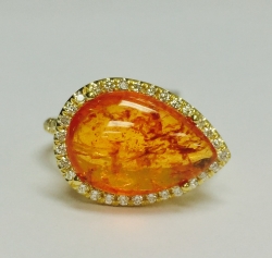 SPESSARTITE GARNET DIAMOND RING