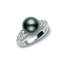 MIKIMOTO South Sea Black Pearl and Diamond Ring