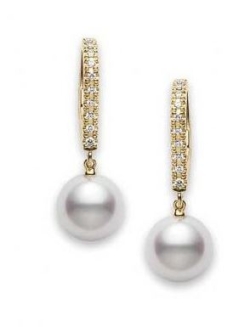 MIKIMOTO PEARL AND DIAMOND EARRINGS