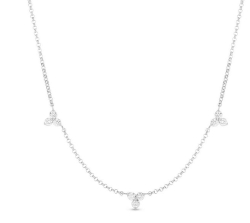 ROBERTO COIN DIAMOND 3 STATION FLOWER NECKLACE