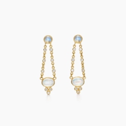 ROYAL BLUE MOONSTONE AND DIAMOND DROP EARRINGS