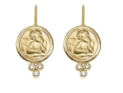 TEMPLE ST CLAIR TEMPLE ST. CLAIR 18K YELLOW GOLD DIAMOND ANGEL EARRINGS