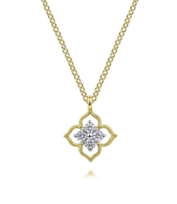 GABRIEL AND CO FASHION FLORAL DIAMOND PENDANT