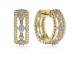 GABRIEL AND CO FASHION PAVE DIAMOND HOOP EARRINGS