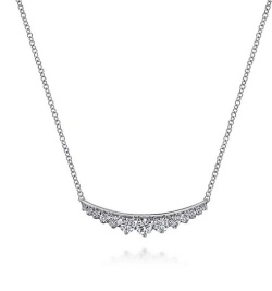 GABRIEL AND CO FASHION ART MODERNE DIAMOND CURVED BAR NECKLACE