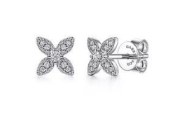 GABRIEL AND CO FASHION VICTORIAN DIAMOND FLOWER EARRINGS