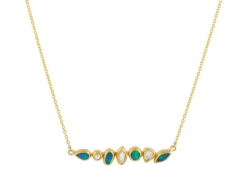 GURHAN GOLD POINTELLE ONE OF A KIND OPAL AND DIAMOND HORIZONTAL BAR NECKLACE