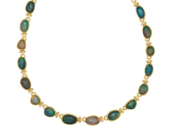 GURHAN GOLD ONE OF A KIND ETHIOPIAN OPAL AND DIAMOND NECKLACE