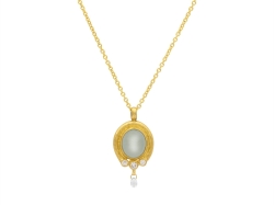 GURHAN GOLD MUSE ONE OF A KIND AQUAMARINE AND DIAMOND PENDANT
