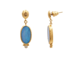 GURHAN GOLD GURHAN ONE OF A KIND OPAL AND DIAMOND EARRINGS