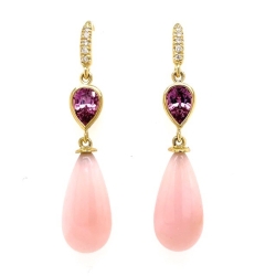 LAUREN K RHODOLITE GARNET AND PINK OPAL EARRINGS