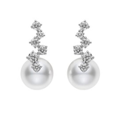 MIKIMOTO SOUTH SEA BLACK PEARL AND DIAMOND  STUD EARRING