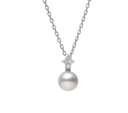 MIKIMOTO CLASSIC AKOYA PEARL AND DIAMOND PENDANT