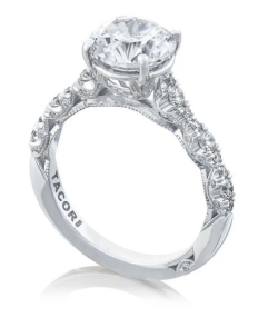 TACORI Petite Crescent Royal T Engagement Ring HT 2558 RD 7.5 W