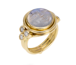 TEMPLE ST CLAIR MOONFACE RING WITH DIAMOND GRANULATION