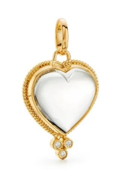 TEMPLE ST CLAIR ROCK CRYSTAL AND DIAMOND HEART PENDANT