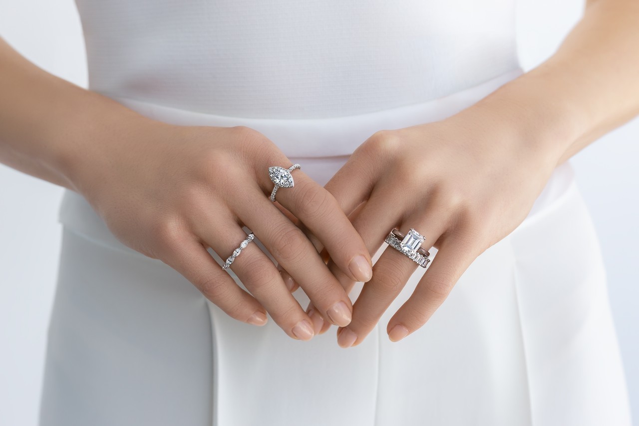 Woman Wearing Multiple Rings by Tacori